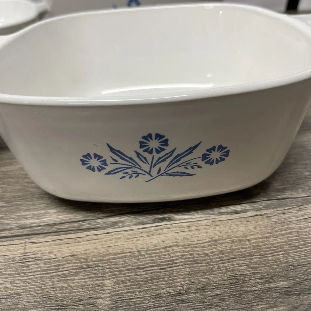 Vintage Corning Ware Blue Cornflower 4pc Set P-9-B P-2½-B w/Lid P-1-B P-1½-B